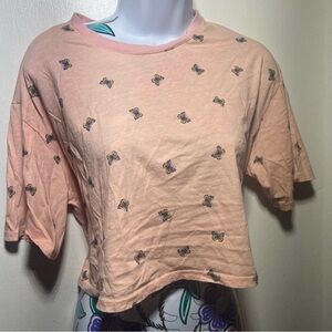 Peach Pink Butterfly Crop Top
